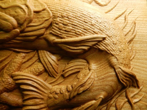 Wood carved picture wall decoration plaque. Pike fish catching bait.Perfect gift - Picture 3 of 5