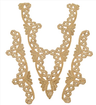 Sanskriti New Neck Patch Applique Yoke Hand Beaded Zircons Pearl Beads Prom Dres