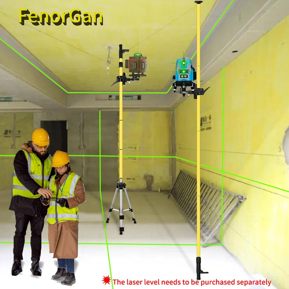 13.8 Ft Telescoping Laser Level Pole with Tripod & 3.9 Ft Extension