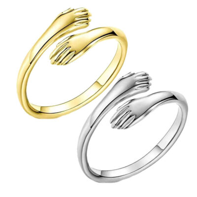 Finger Ring Liebe Umarmung Ring Kuscheln Hände Liebhaber 925 Silber Schmuck
