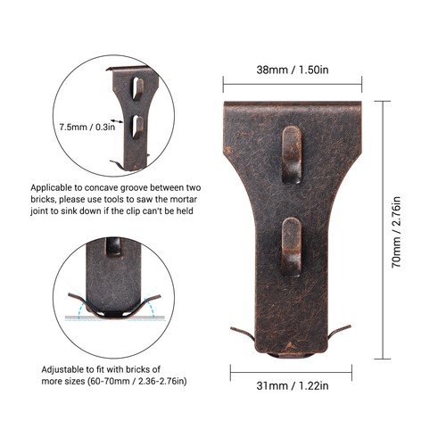 4PCS Brick Hook Clip Hooks for 60-70mm Brick in Height Hanger Clips W8S1 - Picture 8 of 9