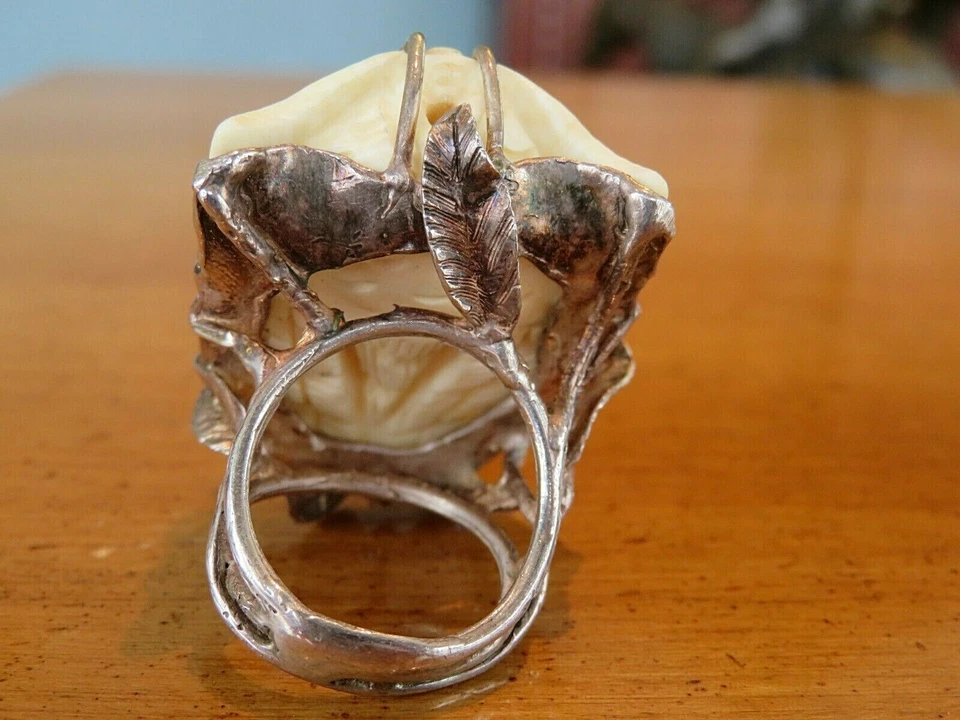 ANILLO DE BÚHO RESINA PLATA ESTERLINA VINTAGE OJOS ZAFIRO TALLA 7,5 40X31 MM  Foto 4 de 4