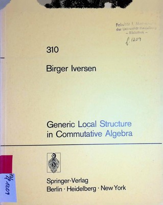 Generic Local Structure of the Morphisms in Commutative Algebra Lecture Notes in