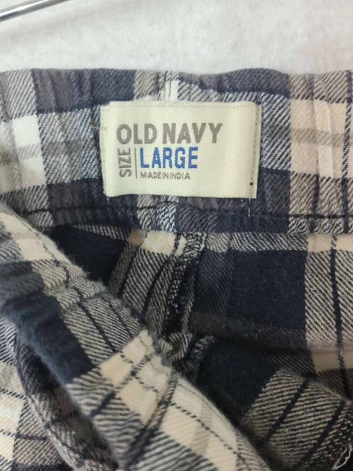 Old Navy Mens Large Gray Plaid Pajama Lounge Flannel Pants  - Image 2 of 4