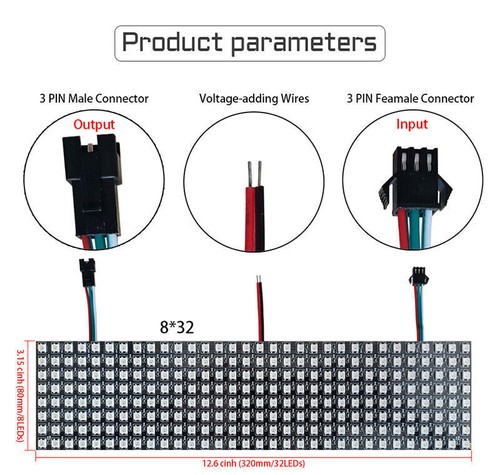 Panel LED a todo color módulo de matriz RGB SMD 5050 WS2812B 8*8/8*32/16*16 píxeles 5V - Imagen 3 de 12
