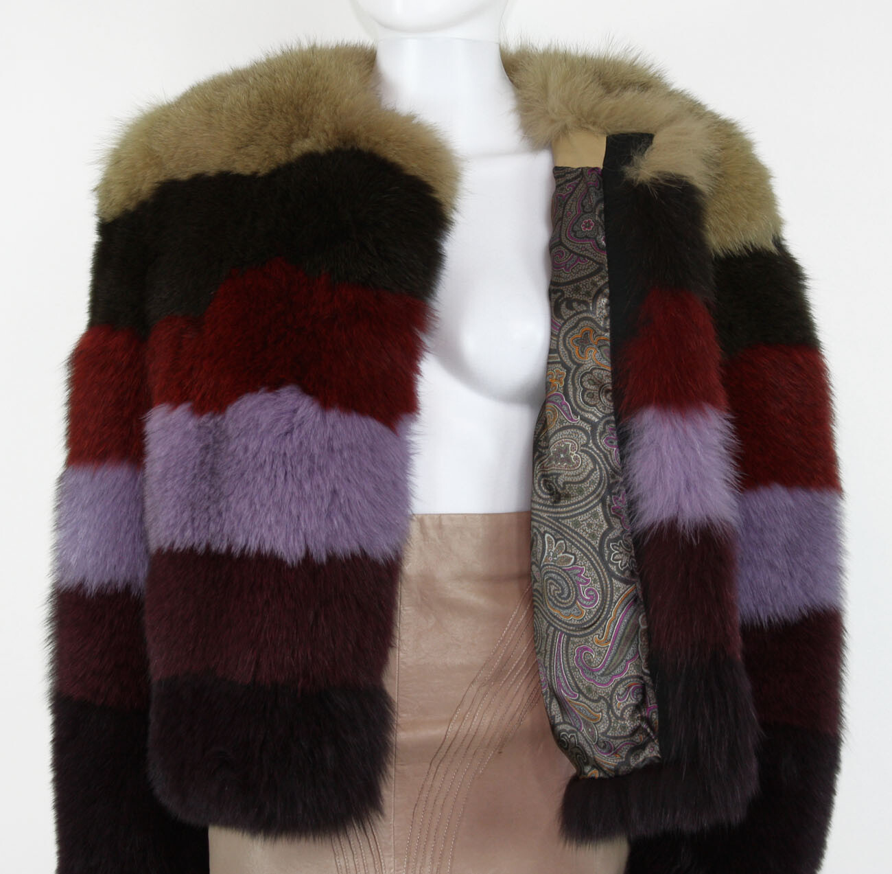 New ETRO $12560 100percent FOX Multi Color Fur Jacket It 42 - US 6 image 7