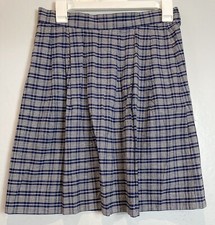 Vintage Abercrombie Fitch Blue Plaid Pleated Skirt Size M Academia 70s 80s A F