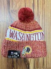 NFL Washington Redskins Beanie Cuffed Fleece Lined KNIT POMPOM         