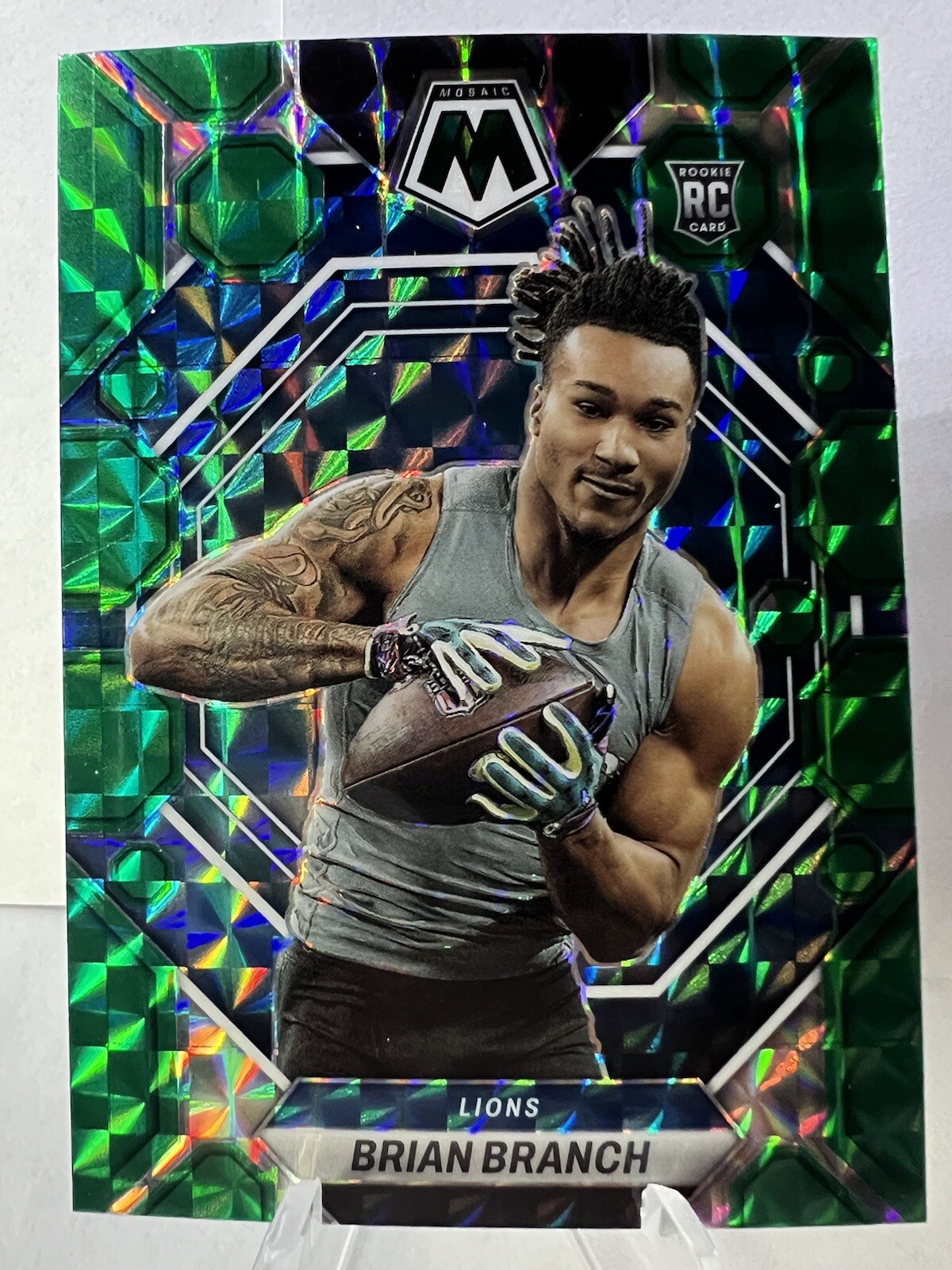 2023 Panini Mosaic Brian Branch Rookie RC #287 Green Mosaic Prizm Lions