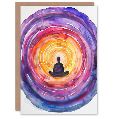 Biglietto D'Auguri Artery8 Con Vortice Energetico Chakra, Colori Viola E Arancione, Meditazione, Per Donna, Compleanno, 17.5x12.5cm - 2
