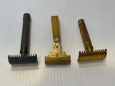 Vintage Lot Gillette Long Comb Safety Razor Double Edge Schick Ever Sharp Razor