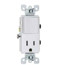 Leviton 5625-W 15 Amp Decora Combination Single Pole Rocker Switch & Receptacle