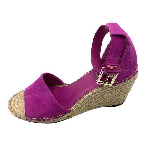 Vince Camuto Womens Fuchsia Suede Wedge Heel Ankle Strap Sandals Size UK 5 Used - Picture 4 of 9