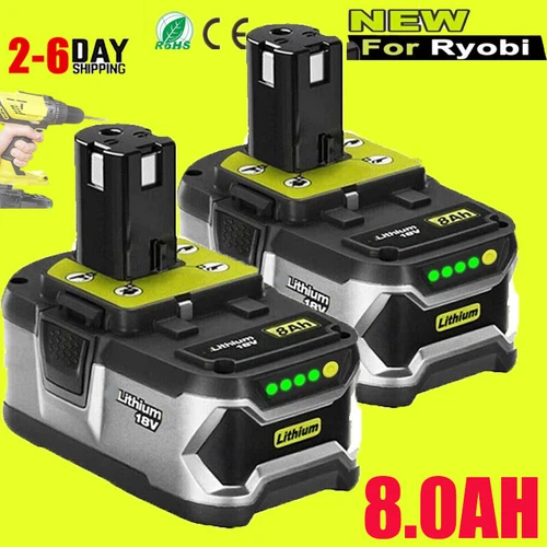 2PACK For RYOBI 18V 8.0Ah P108 High Capacity Battery 18Volt Lithium-Ion One Plus