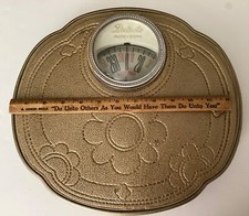 Vintage Detecto Auto Zero Bathroom Scale Gold. Vinyl, Flowers. Works
