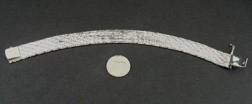 Bracelet Sterling Weave Textured Sterling 925 Italy 7 Inches Long Bracelet - Picture 3 of 4