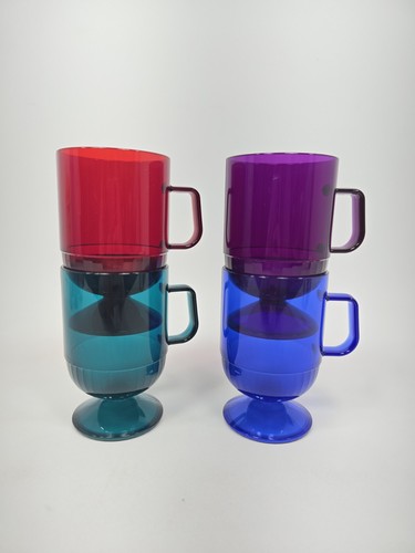 Vtg Tupperware Preludio Jewel Tone Acrylic Cups 2002A-3 Set Of 4 NOS - Picture 2 of 3