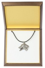 Dalmatian, Dalmatinac - Dog Collar IN Geschenkbox, Silver Plated Medallion Fo