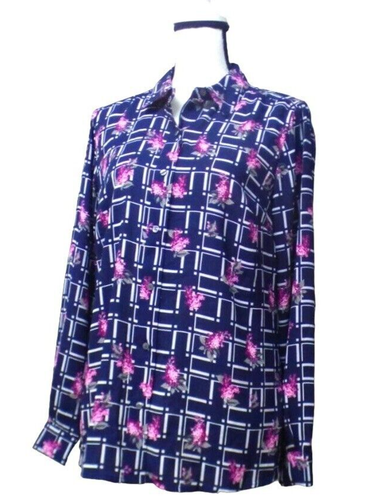 69,50 $ Charter Club bedrucktes Damenhemd mit Knopfdruck, unerschrocken blau Combo, XL - Bild 3 von 9