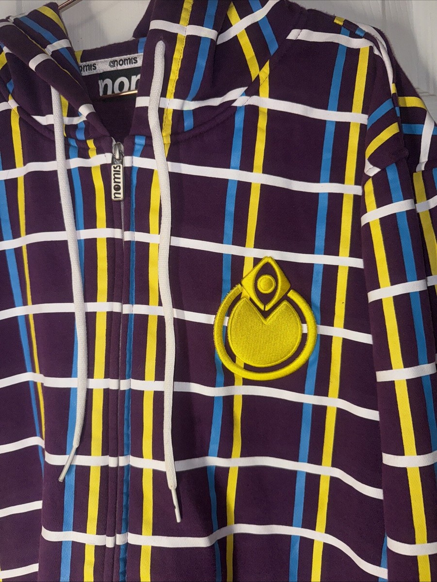 Vintage Nomis Hoodie Mens XL Purple Yellow Blue Plaid Snowboard