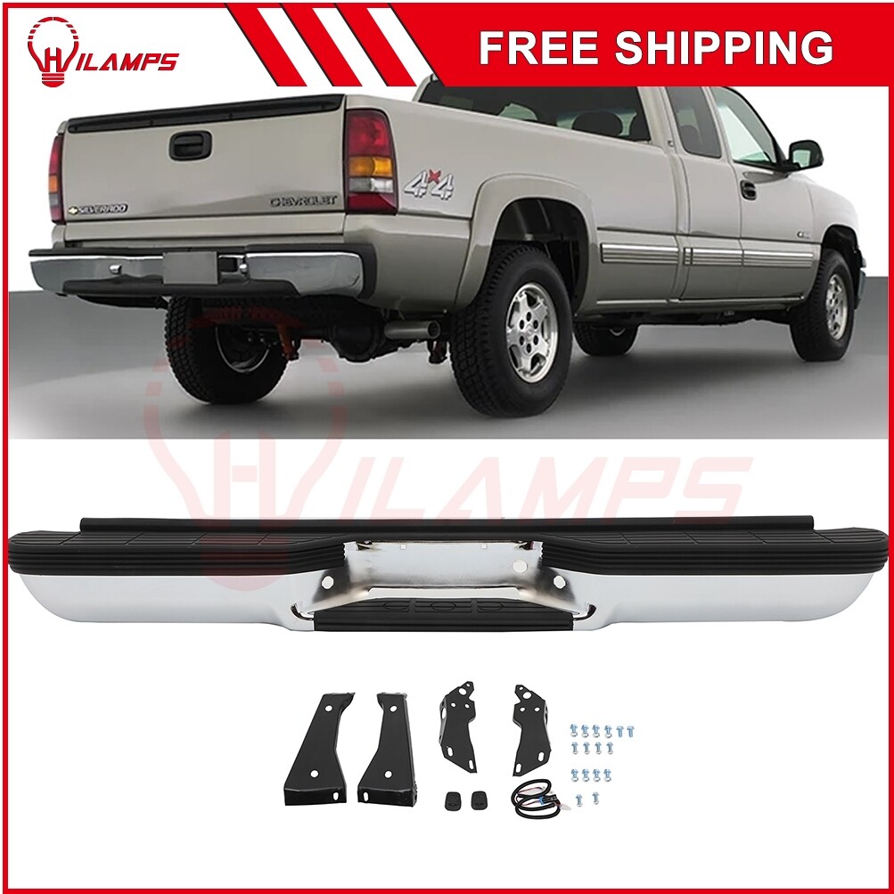 Chrome Rear Step Bumper for 1988-2000 Chevy Silverado GMC Sierra 1500 2500 5.7L