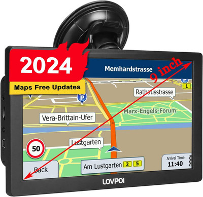 LOVPOI 9'' Truck GPS Navigator - Free Lifetime Maps, 2D/3D Navigation, Voice Aler