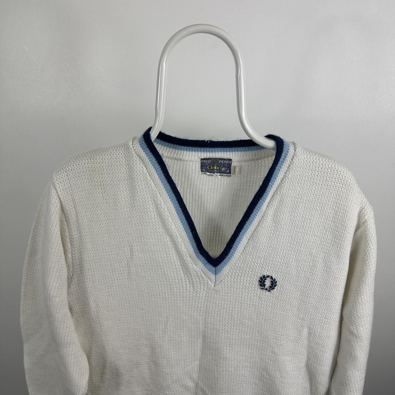 Women’s Vintage Fred Perry 70's Knit V-Neck Cricket Size 42 / Small White