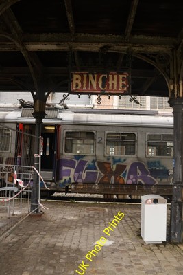 Photo SNCB Belgian Railway 6x4 Art Deco Station Sign Binche station c2023 P2