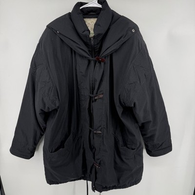 Vintage Utex Black Down Filled Toggle Parka Jacket Women Large Hooded Puffer