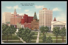 New Haven C View Across the Green Skyline Postcard A10