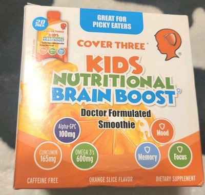Cover Three Kids Brain Supplement Omega-3 DHA Fish Oil Focus 20 Pouches