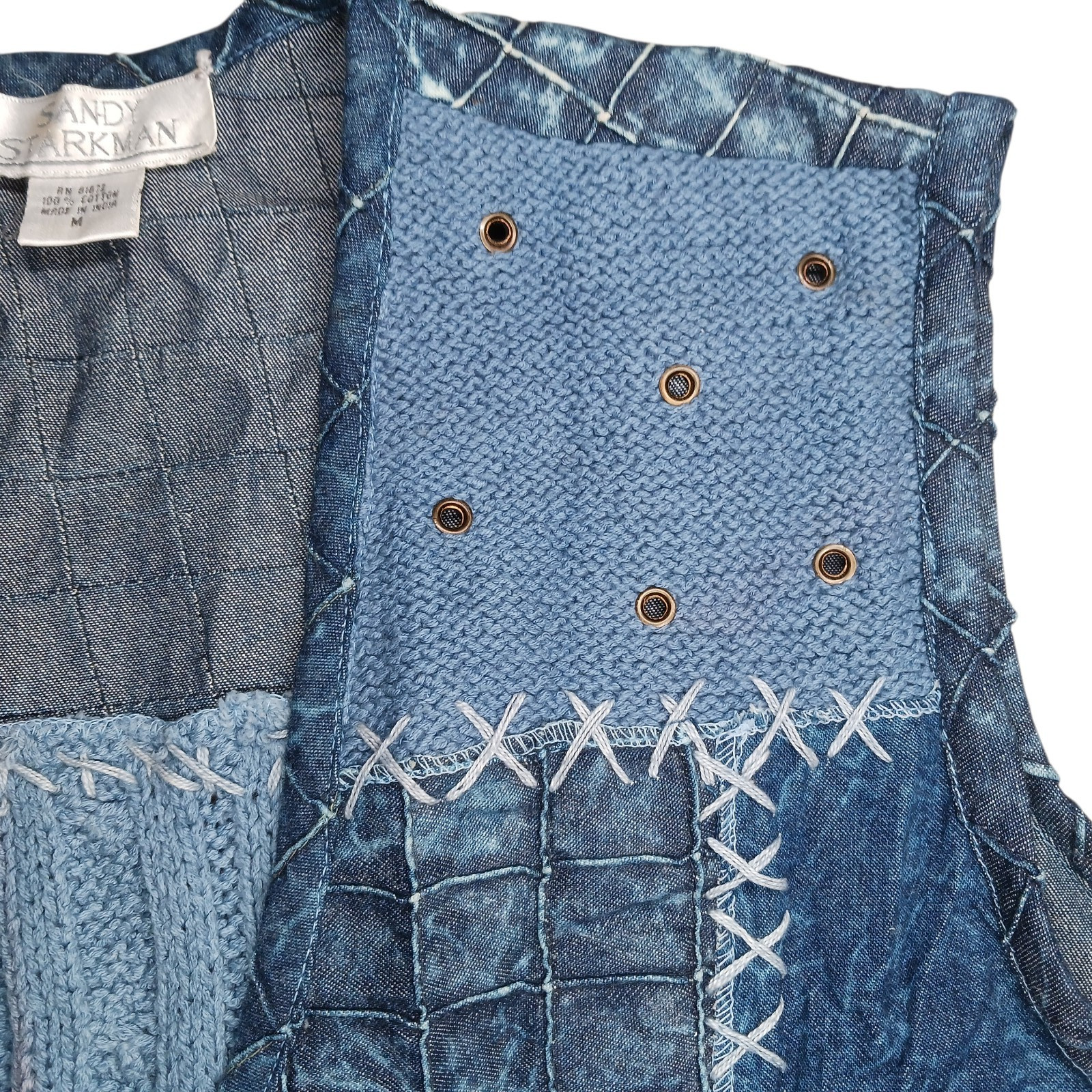 VTG Sandy Starkman 3D Cable Knit Patchwork Cardig… - image 11