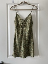 Zara Paisley Slip Dress W/rushed Front, Spaghetti Straps sz m