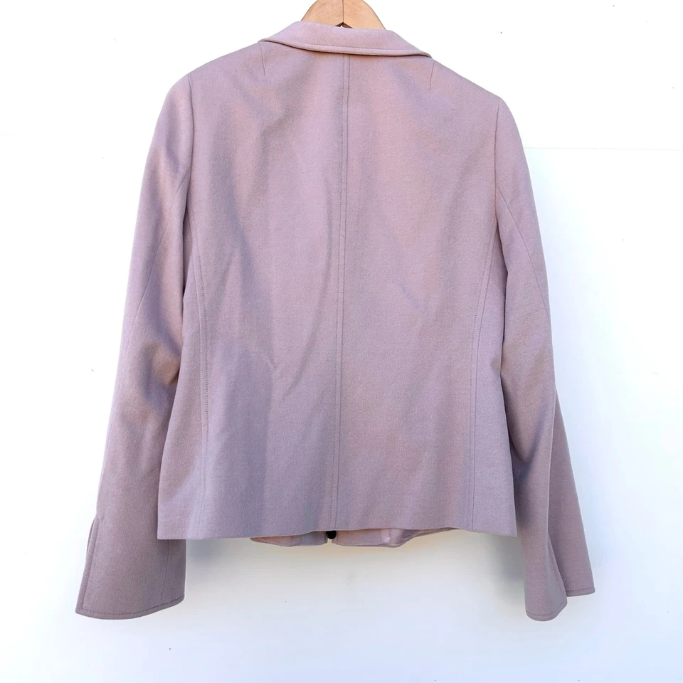 Akris Punto Italian Luxury Angora Wool Full Zip Blazer Jacket Pink Lavender 10  - Image 4 of 4