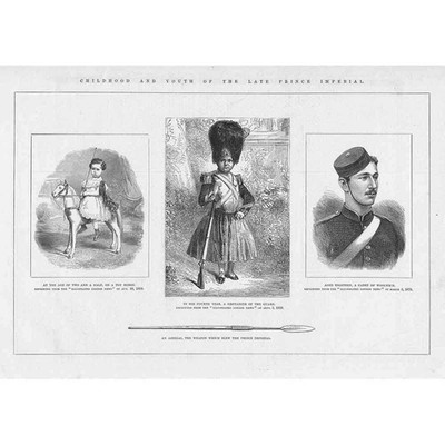 Kindheit und Jugend des verstorbenen kaiserlichen Prinzen - antiker Druck 1879