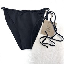 Stone Fox Swim Bikini Bottom XL Black Side Tie Spaghetti Strap NWT Free People