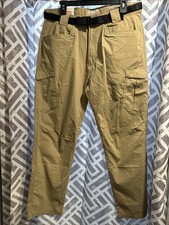 Coleman Cargo Tear Resistant Stretch Belted Men  s Pants 34W 32L Khaki NWT