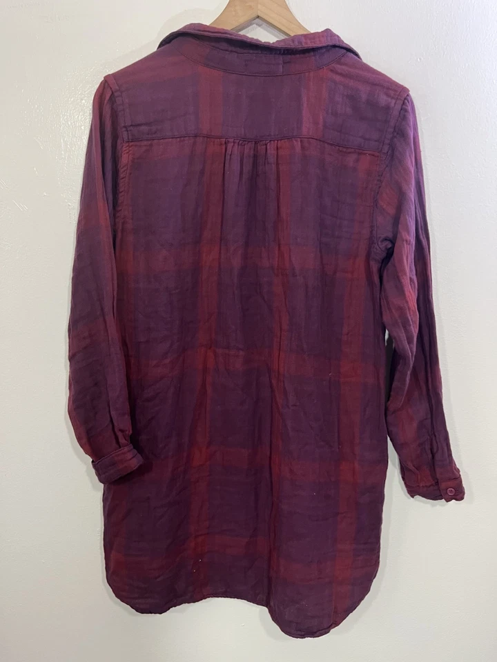 Camisa túnica a cuadros CP Shades x Free People Romy XS algodón gasa bastante lujo boho Foto 2 de 4