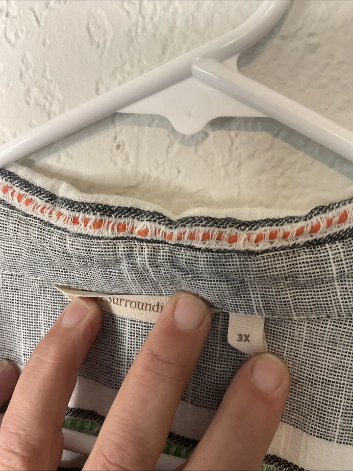 Blusa túnica Top Blusa Algodón Bordado Corto Sl. Soft Surroundings Para Mujer 3X Foto 2 de 4