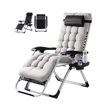 VINGLI Padded Zero Gravity Chair, Lounge Chair with Removable Cushion & TrayA
