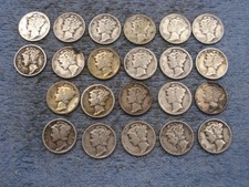 22 SILVER MERCURY DIMES WITH DATES AND PROBLEMS lot 59