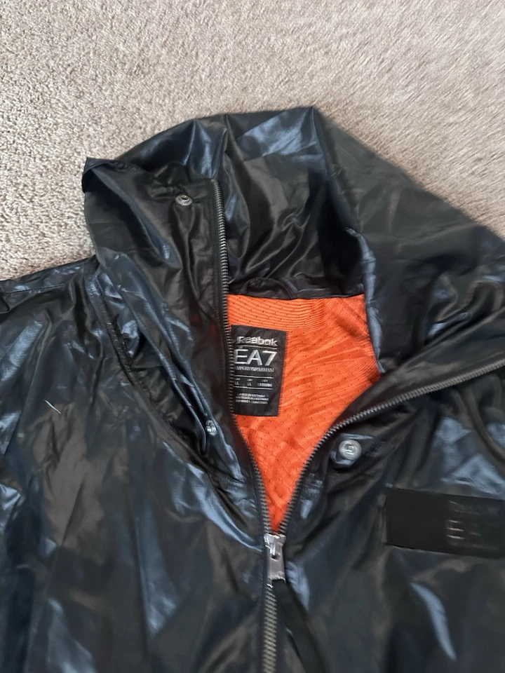 Emporio Armani EA7 Reebok Men's Black Full Zip Windbreaker Jacket Large NWT - Image 4 of 4