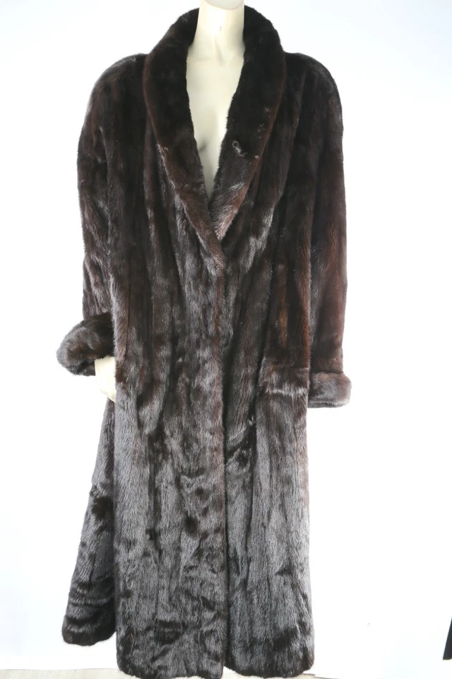 Abrigo de lujo vintage de piel de visón marrón Bloomingdale’s largo completo con ganchos talla 12 Foto 3 de 4