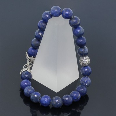 David Yurman 8mm Men's Lapis Lazuli Bracelet with Silver Waves