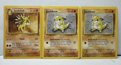 Pokemon TCG: Sandslash-Fossil 41/62/Sandshrew-Base Set 62/102/ Sandshrew 91/130