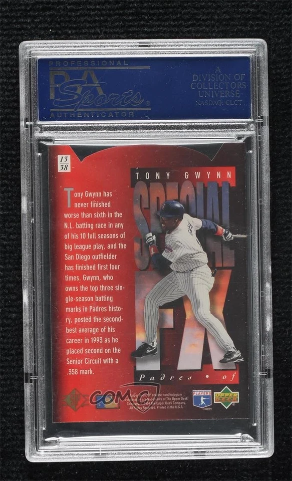 1994 Upper Deck SP Holoview FX Special FX Die-Cut Tony Gwynn #13 PSA 9 MINT HOF - Image 2 of 2