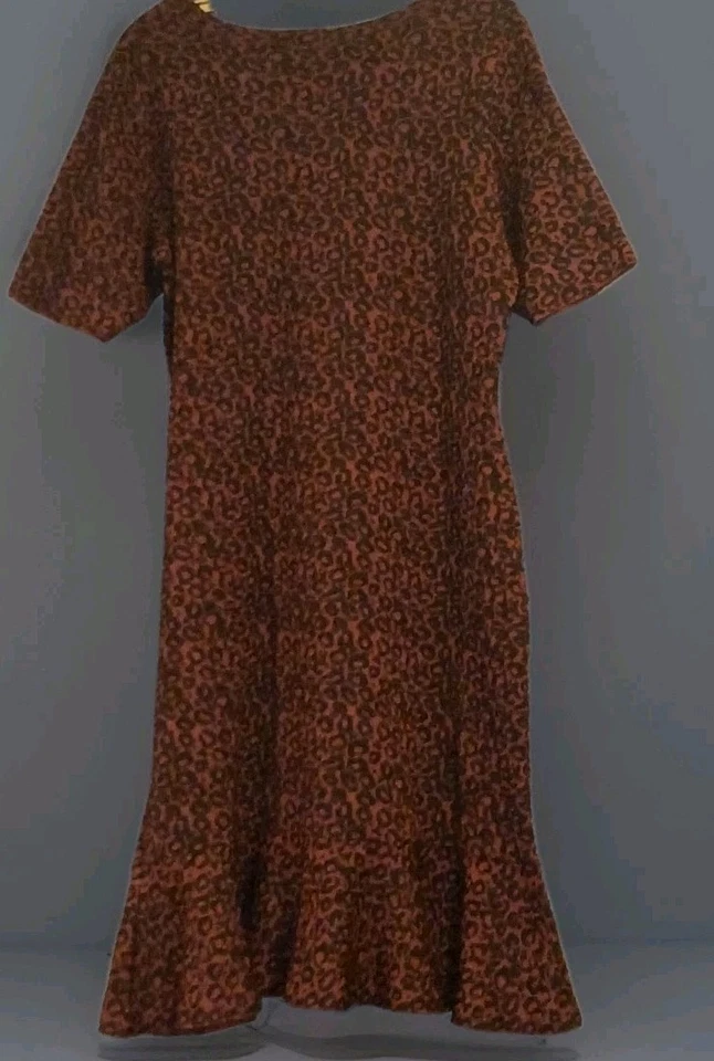 Животное печати свитер платье XL коричневый/мульти колена оборки кромки праздник карьера  - Изображение 2 из 4