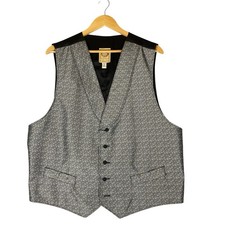 WAH Maker Frontier Clothing Vest Men XXL Gray Western Formal Geometric Waistcoat