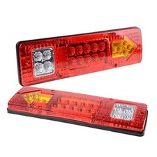 RV 19 LED Trailer Tail Lights Red White-Amber Integrated Turn Signal Running