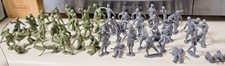 54mm Marx Original GIs  Germans - Waxy Green/Dark Gray Battleground Figures VGC